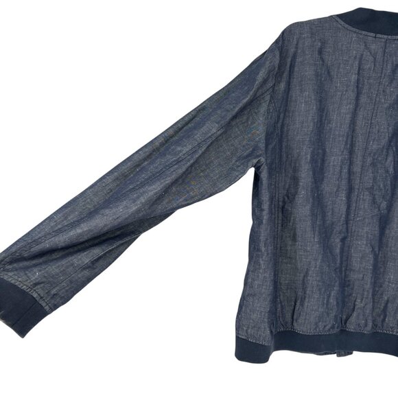 Robert Barakett Harrison Bomber Jacket Cotton Linen Blend Navy Blue Size XL - Picture 5 of 15